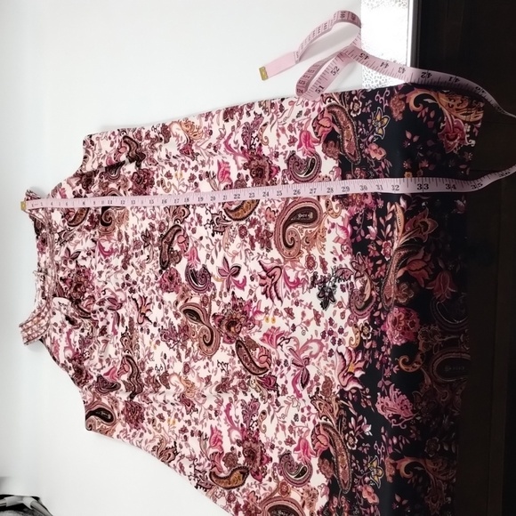 White House Black Market pink paisley halter dress size small with accents - Picture 10 of 13